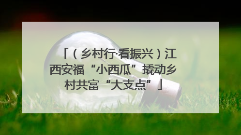 （乡村行·看振兴）江西安福“小西瓜”撬动乡村共富“大支点”
